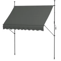 Outsunny Freistehende manuelle ausziehbare Markise 2,5 x 1,2 x 2,1-3 m verstellbare Neigung Metall Alu Polyester dunkelgrau(m-1)