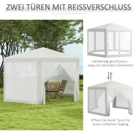 Outsunny Gartenpavillon, 6-eckig, Netzvorhänge, Metallgestell, 3,94x3,412x2,5m, Creme(m-5)