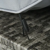 Outsunny 6 Seater Rattan Garden Furniture Set, Gas Fire Pit Table, Wicker Loveseat, 2 Armchairs and 2 Footstools, 6 Piece Patio Rattan furniture Sofa Sets with Cushions for Conservatory, Grey(m-8)