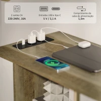 HOMCOM Armário Arquivador de Escritório com Rodas 3 Gavetas Estação de Carga Fechadura e Prateleiras 100x40x65,5 cm Marrom Acinzentado(m-4)