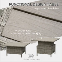 Outsunny 6 Pieces Outdoor PE Rattan Garden Furniture, Patio Wicker Sectional Conversation Corner Sofa w/ Soft Padded Cushion & Liftable Coffee Table, Grey(m-6)