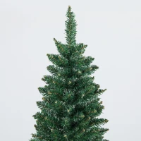 HOMCOM Sapin de Noël Artificiel 210 cm Arbre de Noël Slim avec support en acier pliable, 687 branches épines Vert(m-9)