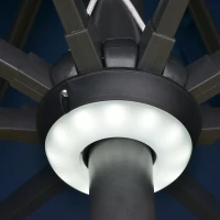 Outsunny 2.7m Garden Parasol Sun Umbrella w/ LED Solar Light Angled Canopy Blue(m-9)