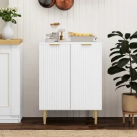 HOMCOM Buffet cuisine meuble de rangement avec 2 portes étagère réglable pieds métalliques surélevés 60 x 40 x 80 cm blanc(m-2)