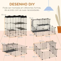 PawHut Recinto para Pequenos Animais com Forma Personalizável para Coelhos Porquinho da India 105x70x116 cm Preto(m-4)