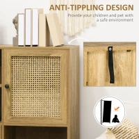 HOMCOM Buffet storage cabinet tall wood and rattan design 2 doors - dim. 90L x 32.5W x 120H cm(m-6)