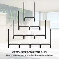 Outsunny Abri bûches, range-bûches, avec sac de transport en toile, housse en Oxford 600D,   240l x 36P x 99H cm, métal, noir(m-8)