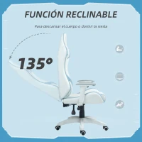 HOMCOM Silla Gamer con Cojín Lumbar Reposabrazos Ajustable Reposacabezas Extraíble y Altura Ajustable 67x60x120-128 cm Azul(m-5)