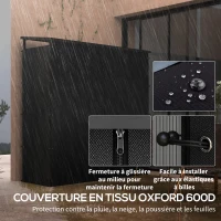 Outsunny Abri-bûches range-bûche extérieur charge maximale 2000 kg avec housse de protection imperméable 185 x 62 x 184 cm noir(m-6)