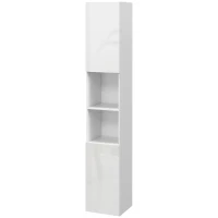 kleankin Badezimmer Hochschrank 2 Schränke mit höhenverstellbaren Regalen + 2 Fächer 30 x 30 x 181,5 cm weiß(m-1)