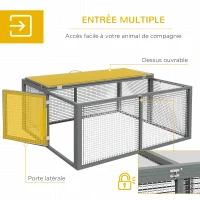 PawHut Clapier à lapins cage lapin pliable avec poignée dessus ouvrable pour 2 à 3 lapins cochons d'inde 110 x 105 x 50 cm gris(m-5)