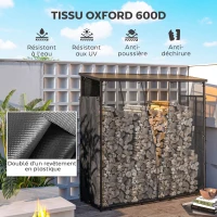 Outsunny Lot de deux housses pour râtelier à bûches protection contre l'eau la poussière et les UV toile Oxford 600D noir(m-4)