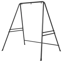 Outsunny Support de fauteuil suspendu robuste et résistant aux intempéries, intérieur et extérieur, jusqu'à 150 kg, en acier, 178 x 143 x 180 cm, Noir(m-1)