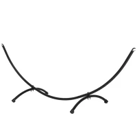 Outsunny Support de Hamac pour Hamac 3m, Support de Hamac avec Cadre en Acier pour Jardin Plage Noir 300 x 90 x 100 cm(m-1)