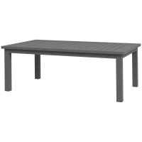 Outsunny Rechteckiger Couchtisch mit Lattenplatte für Innen/Außen aus Aluminium, 100 x 60 x 37 cm Braun
