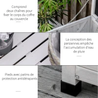 Outsunny Coffre de rangement extérieur malle de rangement en bois 283L 2 chaînes 127 x 56 x 60 cm gris(m-7)