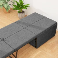 HOMCOM Lit pliant, avec matelas et housse de protection, 190 x 69 x 38,5 cm, Gris(m-4)