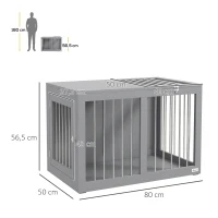 PawHut Cage pour chien intérieur niche pour chiens 2 portes verrouillables bonne ventilation 80 x 50 x 56,5 cm gris(m-3)
