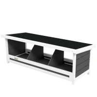 PawHut Legenest für Hühner 3 Ställe mit Asphaltdach Holzkonstruktion 95 x 37 x 34 cm Grau Schwarz(m-1)