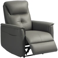 HOMCOM Fauteuil inclinable avec siège à ressorts ensachés et repose-pieds réglable, poches latérales, pour salon, chambre à coucher, Gris clair(m-1)