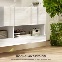 HOMCOM TV-Hängeschrank mit LED-Beleuchtung, 16 Blinkmodi, Wandmontierter TV-Schrank, Offene Regale, 120 x 35 x 40,5 cm, Weiß(m-7)