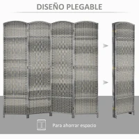 HOMCOM Separador de Ambientes de 4 Paneles Biombo Plegable 180x180 cm Pantalla de Privacidad de Polipropileno Gris Mixto(m-4)