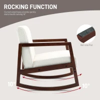 HOMCOM Rocking Chair Nursing Chair Rocking Chair in Loop Wool Effect Fabric with Solid Rubberwood Legs(m-6)