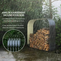 Outsunny Abri bûches de stockage pour bois de chauffage en acier galvanisé ondulé - 145l x 43P x 145H cm(m-4)
