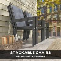 Outsunny Seven-Piece Garden Dining Set, with Plastic Wood-Top Table - Grey(m-4)