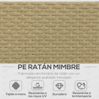 Outsunny Conjunto de Muebles Ratán de 3 Piezas Mesa de Centro Sofá Doble y Sofá de 3 Plazas con Cojines Extraíbles Beige(m-4)