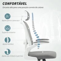 HOMCOM Cadeira de Escritório Giratória com Altura Ajustável Apoio para a Cabeça e Suporte Lombar Ajustáveis 58x63x115-125 cm Cinza(m-4)