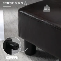 HOMCOM PU Leather Footstool Ottoman Cube with 4 Plastic Legs, Brown(m-5)