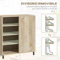 HOMCOM Scarpiera a 4 Livelli in Truciolato e Acciaio con Ripiani Regolabili, max 12 Paia, 80x40x93 cm, Color Legno(m-6)