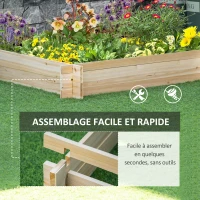 Outsunny Jardinière en bois carré potager de jardin sans fond facile à assembler 100 x 100 x 16 cm en bois massif bois naturel(m-5)