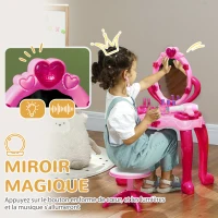 AIYAPLAY Coiffeuse pour enfants de 3 à 6 ans avec tabouret miroir 15 PCS, table de maquillage avec lumière musique sèche-cheveux(m-4)
