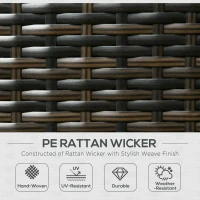 Outsunny 7-Seater PE Rattan Corner Sofa Set, Garden Furniture Set, Patio Wicker Sofa Seater w/ Cushion, Washable Cushion Cover & Tempered Glass Table, Brown(m-4)