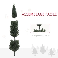 HOMCOM Sapin de Noël artificiel, arbre de Noël, base en acier, 390 branches épines, décoration de Noël, Ø 55 x 195H cm, vert(m-6)