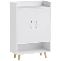 HOMCOM Armoire à chaussures, meuble à chaussures avec portes et étagères, pour couloir, moderne meuble à chaussures, étagères à chaussures, 60 x 30 x 92 cm, Blanc(m-6)