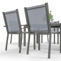 Outsunny Gartenmöbellset für 6 Personen Outdoor Lounge Set Stahlgestelle stapelbare Stühle grau(m-4)