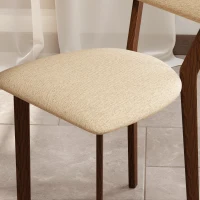 HOMCOM Set mit 2 Esszimmerstühlen, Küchenstühle mit Rückenlehne, Holzbeinen, Leinenstoff, 49 x 56 x 85 cm, beige(m-5)