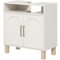 HOMCOM Badezimmerunterschrank Waschbeckenunterschrank Schrank 2 Türen mit verstellbarem Regal 60 x 30 x 63 cm Weiß