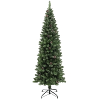 HOMCOM Sapin de Noël artificiel 180 cm arbre de Noël Slim avec support en acier pliable, 618 branches épines, vert