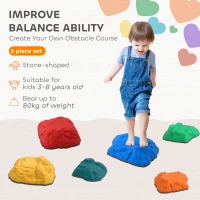 AIYAPLAY Balance Stepping Stones for Kids with Non-Slip Bottom, Indoor Outdoor Obstacle Course for Ages 3-8 Years, Multicoloured(m-4)
