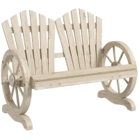 Outsunny Banc de jardin, Design roue de chariot, pour 2 personnes, Bois naturel(m-6)