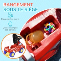 AIYAPLAY Porteur trotteur Enfants véhicule à pousser camion de pompier 18-36 Mois Coffre phares musique rouge(m-6)