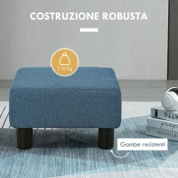 HOMCOM Pouf Poggiapiedi Imbottito e Rettangolare in Poliestere e Plastica, 40x30x24 cm, Blu Scuro(m-5)