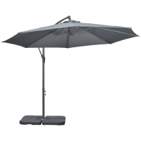 Outsunny Parasol Octogonal 3m Gris Foncé avec Pied en Croix