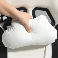 HOMCOM Cadeira Gaming com Orelhas Cadeira Gamer Reclinável com Altura Ajustável e Suporte Lombar 65x62x116-124 cm Branco(m-9)