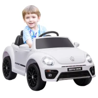 AIYAPLAY Voiture électrique pour enfants VW Coccinelle, 3-5 km/h, avec télécommande et musique, Blanc(m-6)
