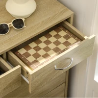 HOMCOM Schuhschrank 2 Schubladen und 2 klappbare Türen mit verstellbarem Regal 80 x 30 x 91,5 cm Griffe aus Alu. Natur(m-5)